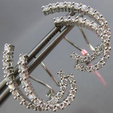 ESTATE LARGE 1.44CT DIAMOND 18KT WHITE GOLD CLASSIC DOUBLE WAVE CLIP ON EARRINGS