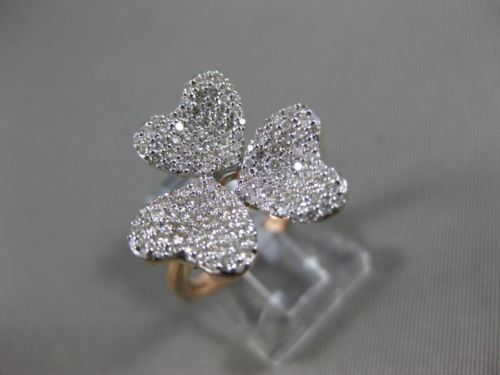 ESTATE .81CT DIAMOND 14K ROSE GOLD 3D CLASSIC PAVE HEART SHAPED FLOWER LOVE RING