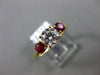 ESTATE 1.33CT DIAMOND & AAA RUBY 14K YELLOW GOLD CLASSIC 3 STONE ENGAGEMENT RING