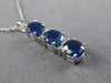 ESTATE 1.35CT DIAMOND & AAA SAPPHIRE 14KT WHITE GOLD 3D THREE STONE OVAL PENDANT