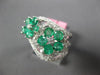 ESTATE LARGE 2.01CT DIAMOND & AAA EMERALD 18K WHITE GOLD DOUBLE FLOWER LOVE RING