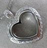 ESTATE .40CT DIAMOND 18KT WHITE GOLD 3D CLASSIC OPEN HEART PAVE PENDANT #11939