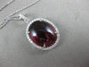 ESTATE LARGE 12.1CT DIAMOND & AAA CABOCHON RHODOLITE 18K WHITE GOLD HALO PENDANT