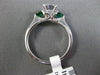 ESTATE 1.35CT DIAMOND & AAA EMERALD 14KT WHITE GOLD THREE STONE ENGAGEMENT RING