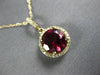 ESTATE LARGE 2.38CT DIAMOND & AAA RHODOLITE 14K WHITE GOLD 3D ROUND HALO PENDANT