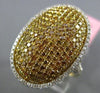 ESTATE EXTRA LARGE 2.27CT WHITE & YELLOW DIAMOND 18KT 2 TONE GOLD OVAL PAVE RING