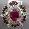 ESTATE WIDE 2.04CT DIAMOND & AAA RUBY 14KT WHITE GOLD 3D OVAL FLOWER FUN RING