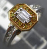 ESTATE 1.30CT WHITE & YELLOW DIAMOND 14KT 2 TONE GOLD 3D OCTAGON ENGAGEMENT RING