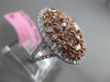 ESTATE LARGE 3.84CT WHITE & PINK DIAMOND 18K WHITE & ROSE GOLD OVAL CLUSTER RING
