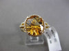 ESTATE LARGE 4.35CT DIAMOND & AAA EXTRA FACET CITRINE 14KT WHITE GOLD HALO RING