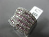 ESTATE LARGE 3.55CT DIAMOND & AAA PINK SAPPHIRE 14KT WHITE GOLD MULTI ROW RING