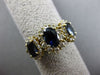 ESTATE 2.6CT DIAMOND & AAA SAPPHIRE 14K YELLOW GOLD OVAL 3 STONE ENGAGEMENT RING