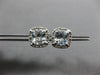 ESTATE 1.88CT DIAMOND & AAA AQUAMARINE 14KT WHITE GOLD SQUARE HALO STUD EARRINGS