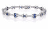 ESTATE 5.39CT DIAMOND & AAA SAPPHIRE 14KT WHITE GOLD OVAL X LOVE TENNIS BRACELET