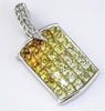 2.03CT DIAMOND & AAA YELLOW SAPPHIRE 14KT WHITE GOLD PRINCESS RAINBOW PENDANT