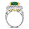 ESTATE LARGE 11.64CT DIAMOND & AAA EMERALD 18K 2 TONE GOLD HALO ANNIVERSARY RING