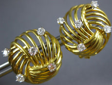 ESTATE LARGE .40CT DIAMOND 14KT YELLOW GOLD 3D ETOILE LOVE KNOT CLIP ON EARRINGS