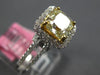 ESTATE LARGE 2.08CT WHITE & FANCY YELLOW DIAMOND 18K 2 TONE GOLD ENGAGEMENT RING