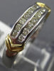 ESTATE .50CT DIAMOND 14KT TWO TONE GOLD TWO ROW V SHAPE WEDDING ANNIVERSARY RING