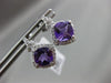 ESTATE 2.48CT DIAMOND & AMETHYST 14KT WHITE GOLD 3D SQUARE HANGING STUD EARRINGS