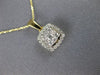 ESTATE .25CT DIAMOND 14KT TWO TONE GOLD 3D SQUARE CLUSTER HALO FLOATING PENDANT