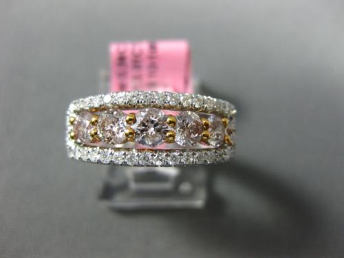 1.23CT WHITE & PINK DIAMOND 18KT WHITE & ROSE GOLD 5 STONE HALO ANNIVERSARY RING