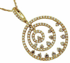 .73CT WHITE & MOCHA DIAMOND 14KT YELLOW GOLD CIRCLE OF LIFE JOURNEY FUN PENDANT