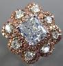ESTATE EXTRA LARGE 3.92CT MULTI COLOR DIAMOND 18KT WHITE & ROSE ENGAGEMENT RING