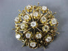 ANTIQUE LARGE 3.50CT OLD MINE DIAMOND 14KT YELLOW GOLD FLORAL PENDANT PIN #23776