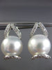 ESTATE LARGE .4CT DIAMOND & AAA SOUTH SEA PEARLS 18K WHITE GOLD HANGING EARRINGS