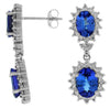 ESTATE 5.60CT DIAMOND & AAA TANZANITE 14KT WHITE GOLD OVAL HALO CLASSIC EARRINGS