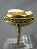 ANTIQUE LARGE .02CT DIAMOND 14KT YELLOW GOLD 3D LADY CAMEO OVAL FILIGREE RING