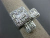 LARGE 1.40CT ROUND & BAGUETTE DIAMOND 18K WHITE GOLD 3D SQUARE CLUSTER HALO RING