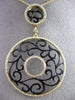 ESTATE LARGE .55CT DIAMOND 14KT YELLOW BLACK GOLD OPEN FILIGREE FLOATING PENDANT