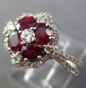 ESTATE 1.50CT DIAMOND & AAA RUBY 18KT WHITE GOLD FLOWER HALO SQUARE PROMISE RING