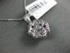 ESTATE 2.4CT DIAMOND & AAA RUBY 18K WHITE GOLD SOLITAIRE FLOWER FLOATING PENDANT