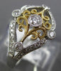 ESTATE .26CT DIAMOND 14KT WHITE & YELLOW GOLD 3D FILIGREE ETOILE FLOWER FUN RING