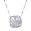 ESTATE .69CT DIAMOND 18KT WHITE GOLD 3D SQUARE ROUND CLUSTER FLOATING NECKLACE