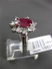 ESTATE LARGE 2.94CT DIAMOND & RUBY 18KT WHITE GOLD 3D OVAL HALO ENGAGEMENT RING