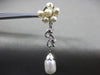 ANTIQUE LARGE .25CT DIAMOND & AAA SOUTH SEA PEARL 18KT WHITE GOLD LEAF EARRINGS