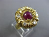 ESTATE LARGE 1.45CT DIAMOND & AAA CABOCHON RUBY 14KT YELLOW GOLD 3D FLOWER RING