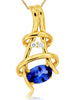 ESTATE .53CT DIAMOND & AAA TANZANITE 14KT YELLOW GOLD OVAL 3 STONE LOVE PENDANT