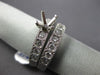 ESTATE .96CT DIAMOND PLATINUM SQUARE FILIGREE SEMI MOUNT ENGAGEMENT RING SET