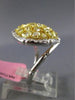 ESTATE LARGE 2.97CT WHITE & FANCY YELLOW DIAMOND 18KT TWO TONE GOLD BAMBOO RING