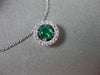 ESTATE .41CT DIAMOND & EMERALD 18KT WHITE GOLD CLASSIC HALO FLOATING PENDANT E/F