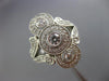 ESTATE LARGE .75CT DIAMOND 14KT WHITE GOLD 3D THREE STONE MILGRAIN FILIGREE RING