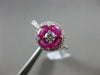 ESTATE 1.64CT DIAMOND & PINK SAPPHIRE 18KT WHITE GOLD FLOWER SOLITAIRE LOVE RING