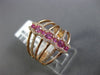 ESTATE WIDE .67CT DIAMOND & AAA PINK SAPPHIRE 14KT ROSE GOLD MULTI ROW WAVE RING