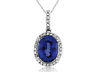 ESTATE LARGE 3.08CT DIAMOND & AAA TANZANITE 14K WHITE GOLD 3D OVAL HALO PENDANT