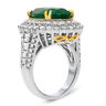 ESTATE LARGE 11.64CT DIAMOND & AAA EMERALD 18K 2 TONE GOLD HALO ANNIVERSARY RING